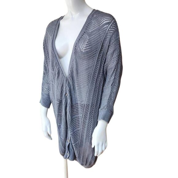 Torrid Chic Loose Knit Button-Down Gray Cardigan (2) - Picture 1 of 5